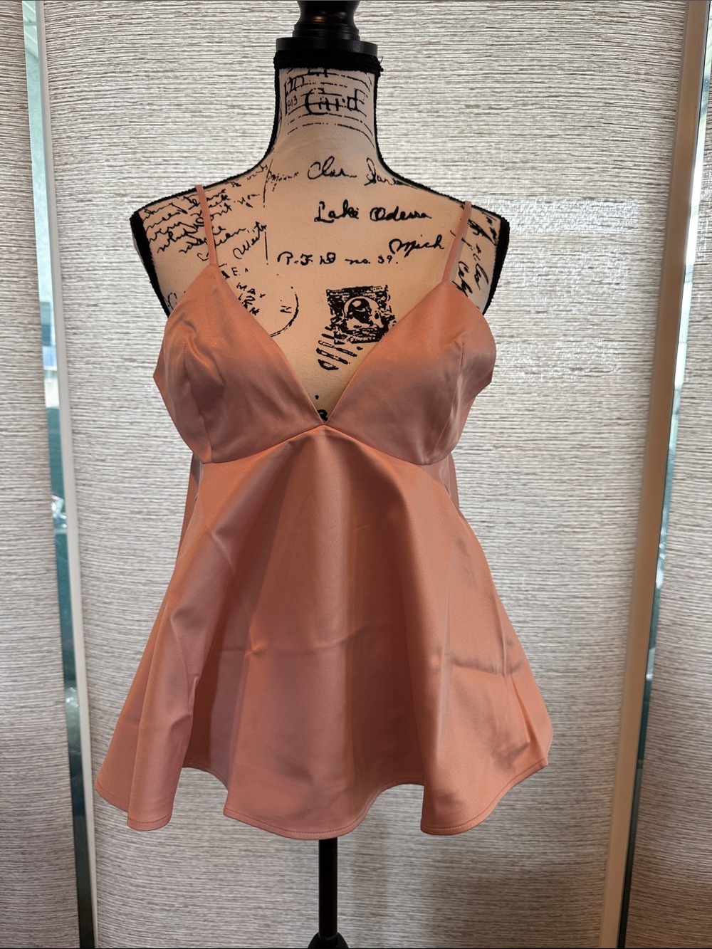 HEYSON Satin V-Neck Chemise Slip in Powder Pink